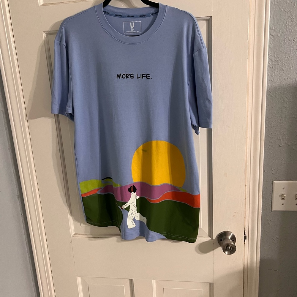 Uzoart Graphic T-Shirt with Sun and Landscape XXL